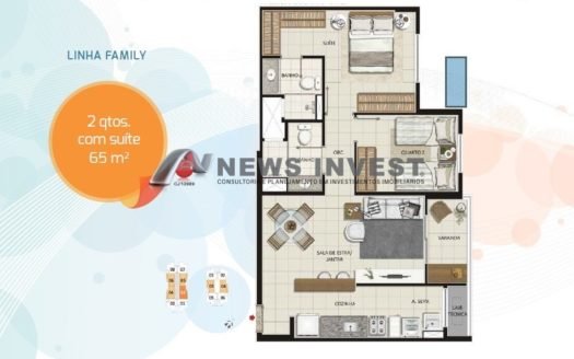 UP LIFE Residence Guara Il Apt. 03 Quartos 01 Vaga Nascente com 78m²