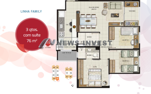 UP LIFE Residence Guara Il Apt. 03 Quartos 01 Vaga Nascente com 78m²